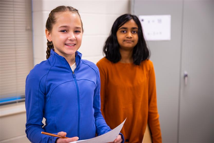 Page Middle students in math class